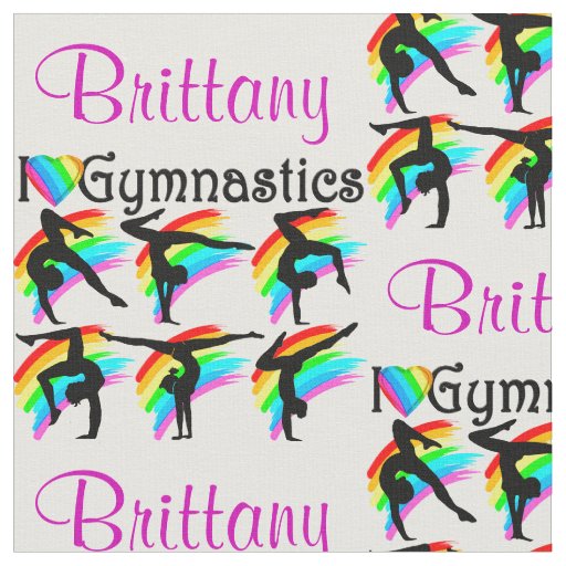 LOVELY PERSONALIZED I LOVE GYMNASTICS FABRIC