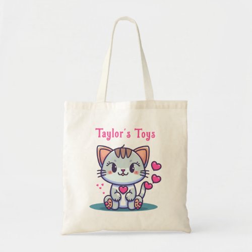 Lovely Personalized Kitty Cat Toy Tote Bag