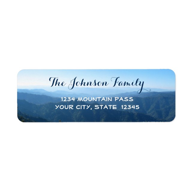 Lovely Personalized Template with blue Mountains Label (Front)