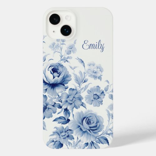 Lovely Personalized Watercolor Blue Roses  iPhone 14 Plus Case