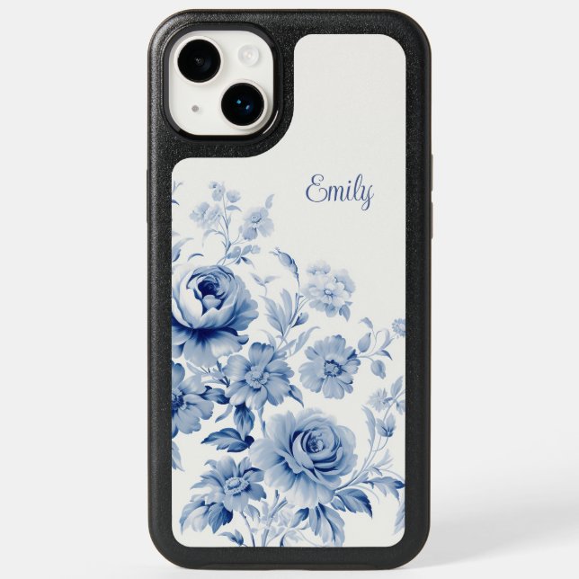 Lovely Personalized Watercolor Blue Roses  Otterbox iPhone Case (Back)