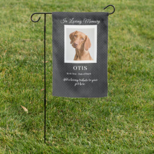 Lovely Pet Memorial with Photo on Subtle Black Dot Garden Flag