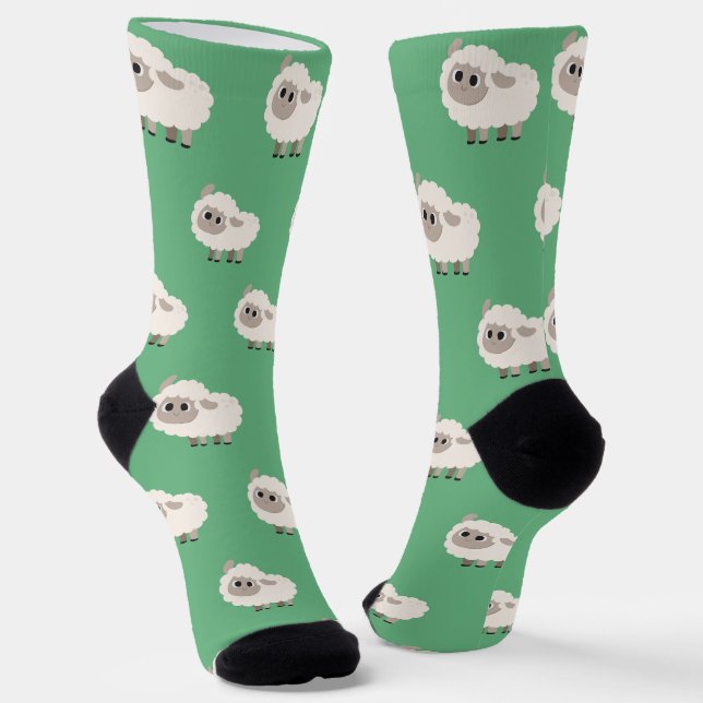 Lovely pet pattern l Cute cartoon l Green Socks (Angled)
