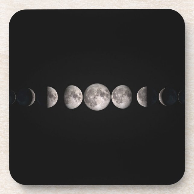 Lovely Phases Of The Moon Beverage Coaster (Front)