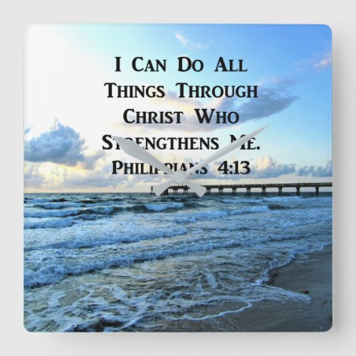 LOVELY PHILIPPIANS 413 BIBLE VERSE SQUARE WALL CLOCK
