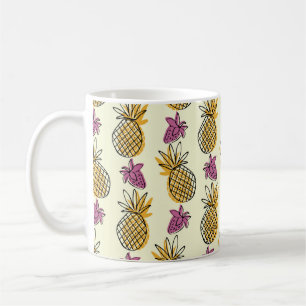 Lovely pineapple and strawberry illustration patte coffee mug