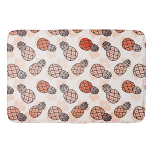 Lovely Pineapples Orange Colored Bath Mat