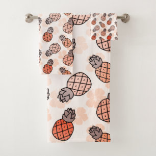 Lovely Pineapples Orange Colored Bath Towel Set