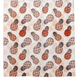 Lovely Pineapples Orange Colored  Shower Curtain