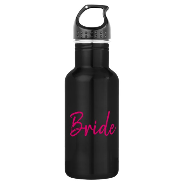 Lovely Pink and Black Bride Water Bottle (Front)