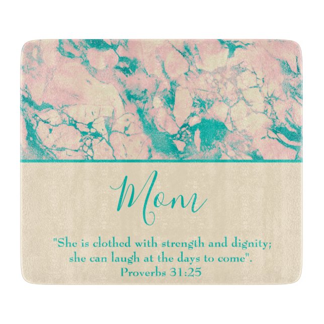 Lovely Pink and Blue Marble Cutting Board (Front)