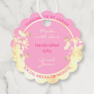 Lovely Pink and Gold Glam Floral Product Marketing Favor Tags