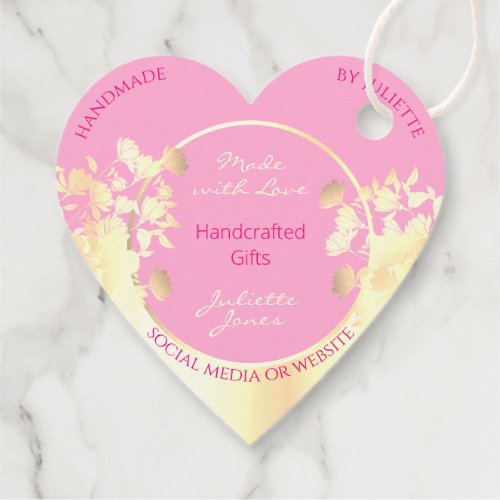 Lovely Pink and Gold Glam Floral Product Marketing Favor Tags