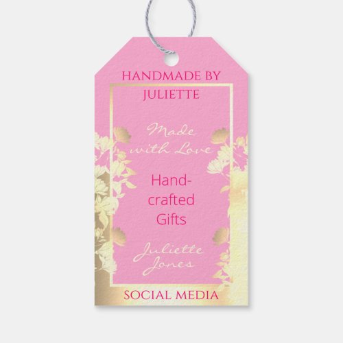 Lovely Pink and Gold Glam Floral Product Marketing Gift Tags