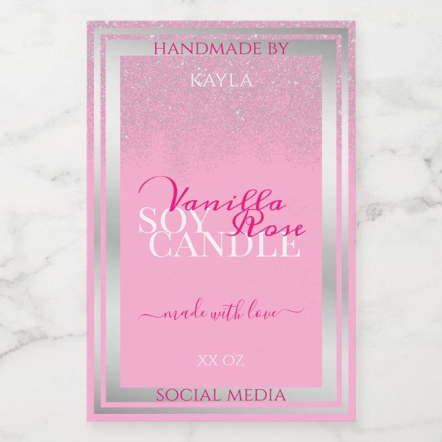 Lovely Pink and Silver Product Packaging Labels (Single Label)