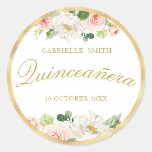 lovely pink blush floral Quinceanera sticker