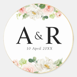 lovely pink blush floral wedding sticker