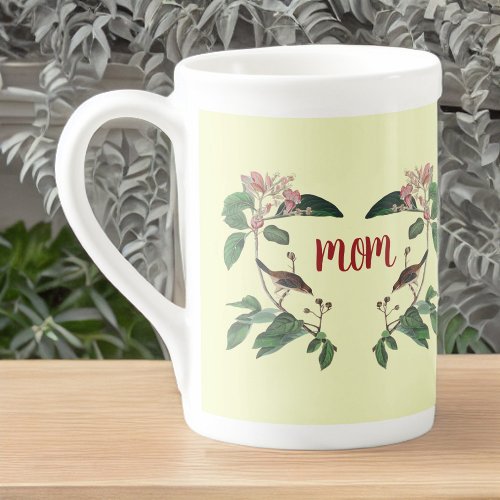 Lovely Pink Buds and Bird on Branches for Mom Bone China Mug