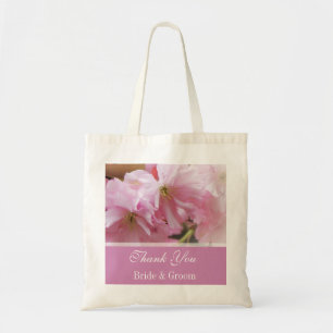 Lovely pink cherry blossom spring wedding favor tote bag