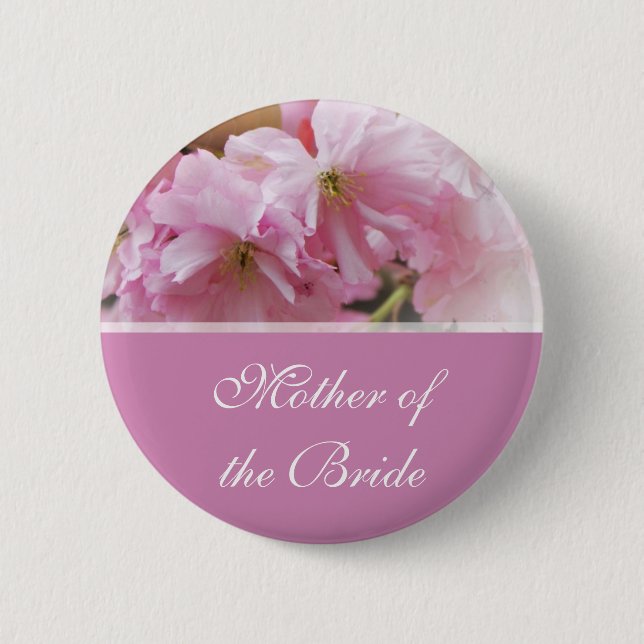 Lovely pink cherry blossom  spring wedding mother button (Front)