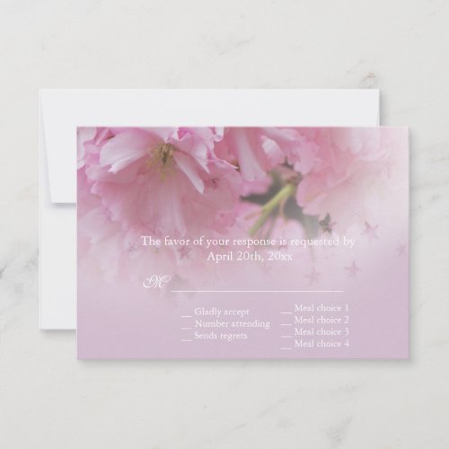 Lovely pink cherry blossom spring wedding RSVP
