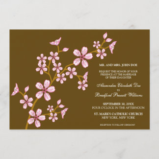 Lovely Pink Cherry Blossom Wedding Invitation