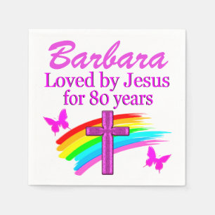 LOVELY PINK CHRISTIAN 80TH BIRTHDAY NAPKINS