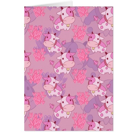 Lovely Pink Cow Pattern Cards (Front)