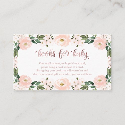 Lovely Pink Floral Baby Shower Books For Baby Encl Enclosure Card
