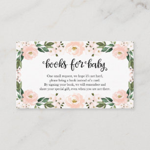 Lovely Pink Floral Baby Shower Books For Baby Enclosure Card