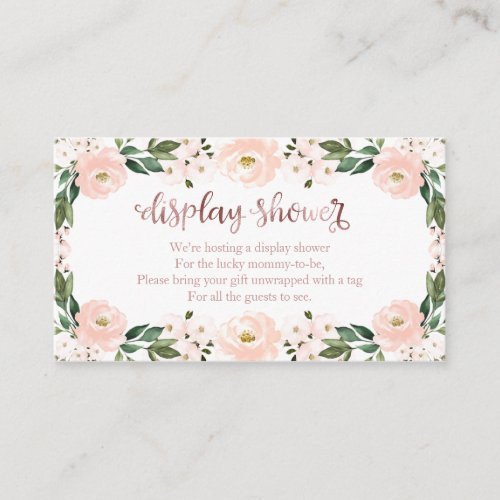 Lovely Pink Floral Baby Shower Display Shower Encl Enclosure Card