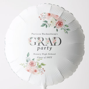 Lovely Pink Floral GRAD Custom Graduation Party Balloon