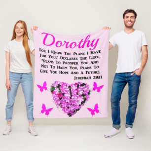 LOVELY PINK FLORAL JEREMIAH 29:11 PERSONALIZED FLEECE BLANKET