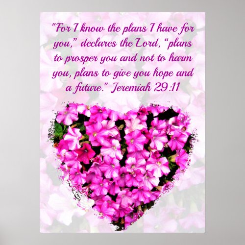 LOVELY PINK FLORAL JEREMIAH 2911 PLANS FOR HOPE POSTER