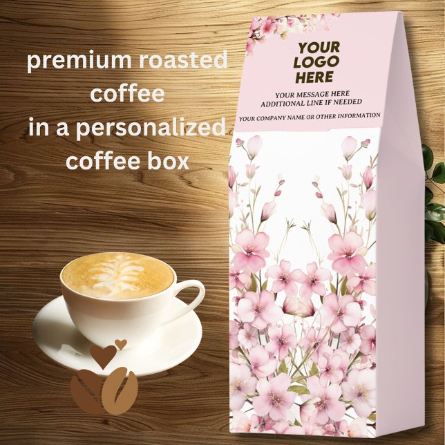 LOVELY PINK FLORAL LOGO PROMOTIONAL GIFT ROASTED COFFEE (Creator Uploaded)
