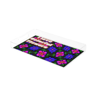 Lovely Pink Flowers Pattern Acrylic Tray