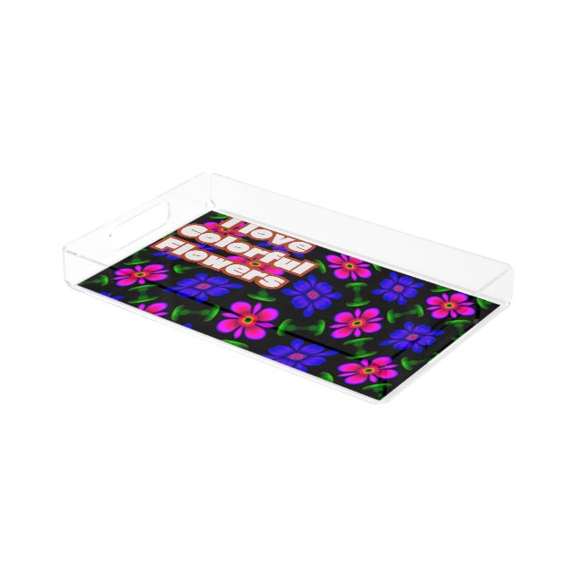 Lovely Pink Flowers Pattern Acrylic Tray (Angled)