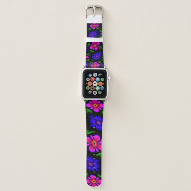 Lovely Pink Flowers Pattern Apple Watch Band (Front)