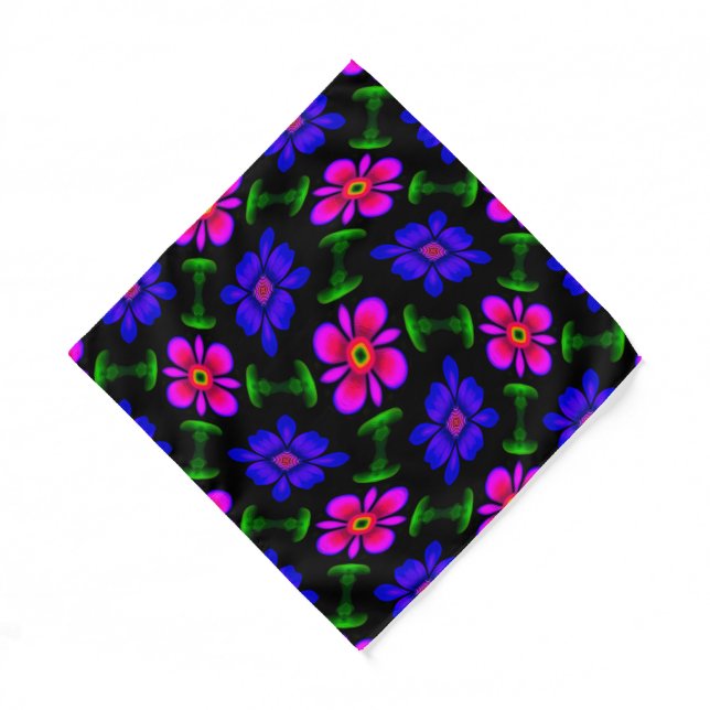 Lovely Pink Flowers Pattern Bandana (Front)