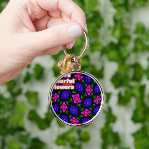 Lovely Pink Flowers Pattern Keychain