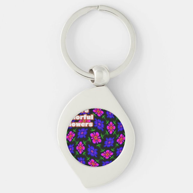 Lovely Pink Flowers Pattern Keychain (Front)