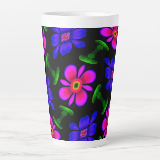Lovely Pink Flowers Pattern Latte Mug (Front)