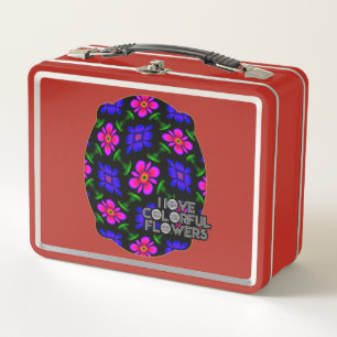 Lovely Pink Flowers Pattern Metal Lunch Box