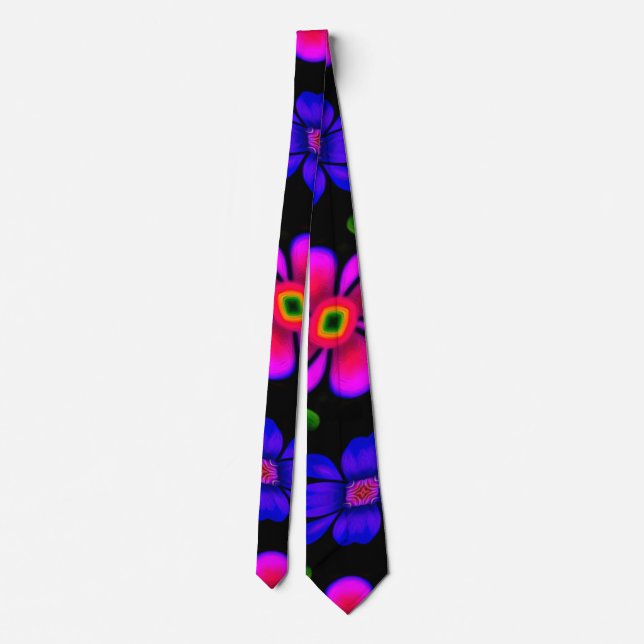 Lovely Pink Flowers Pattern Neck Tie (Back)