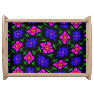 Lovely Pink Flowers Pattern Serving Tray
