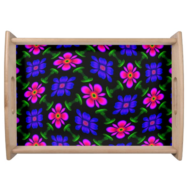 Lovely Pink Flowers Pattern Serving Tray (Front)