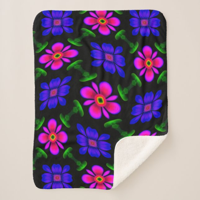 Lovely Pink Flowers Pattern Sherpa Blanket (Front)