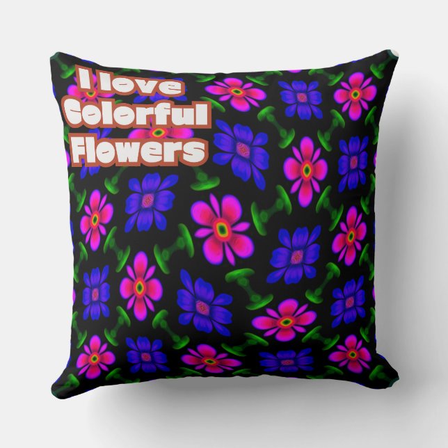 Lovely Pink Flowers Pattern Throw Pillow (Back)