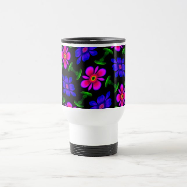 Lovely Pink Flowers Pattern Travel Mug (Center)