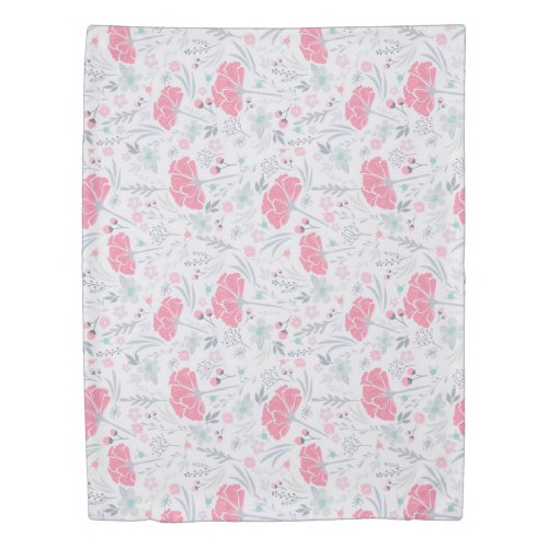 Lovely Pink Flowers Watercolor Ditsy Pattern  Duvet Cover